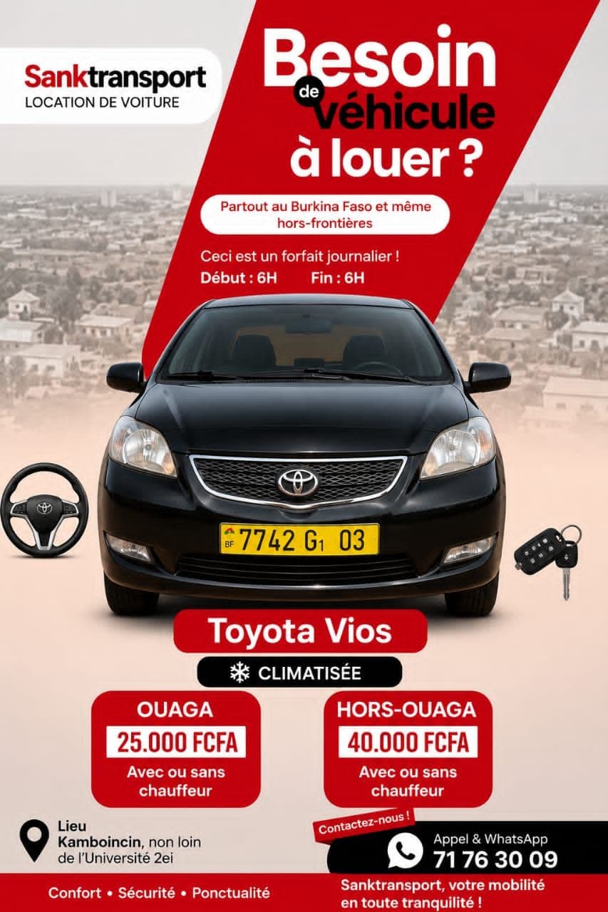 Réalisation SankTransport - Service de location de véhicules - Ouagadougou - Burkina Faso
